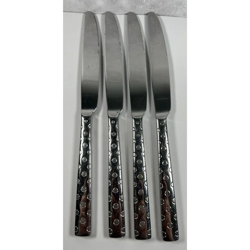 Lot Of 4 Oneida Silver Cirque (Stainless) Flatware Dinner Knives 9.5